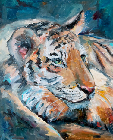 Painting titled "Dreamer" by Olesya Lopatina, Original Artwork, Oil Mounted on Wood Stretcher frame