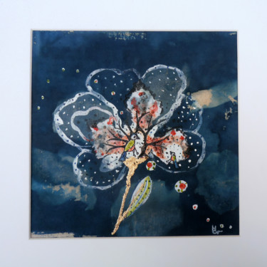 Dessin intitulée "La Fleur et l'Oiseau" par M. C. Valentine, Œuvre d'art originale, Encre