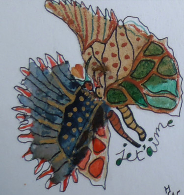 Disegno intitolato "JTM Papillons" da M. C. Valentine, Opera d'arte originale, Inchiostro