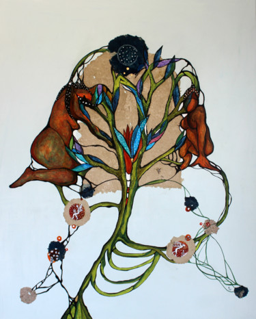 Tekening getiteld "L'arbre de Vie" door M. C. Valentine, Origineel Kunstwerk, Inkt