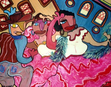 Pintura titulada "Flamenco" por Sabine Maby, Obra de arte original, Acrílico Montado en Bastidor de camilla de madera