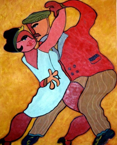 Painting titled "Tango" by Sabine Maby, Original Artwork, Oil Mounted on Wood Stretcher frame