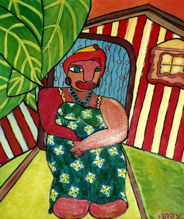 Peinture intitulée "La cabane" par Sabine Maby, Œuvre d'art originale, Huile Monté sur Châssis en bois