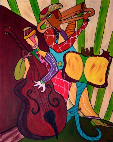 Painting titled "Duo" by Sabine Maby, Original Artwork, Acrylic Mounted on Wood Stretcher frame