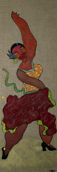 Peinture intitulée "La danseuse de flam…" par Sabine Maby, Œuvre d'art originale, Acrylique Monté sur Châssis en bois