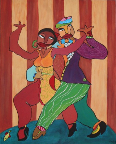 Painting titled "Les 2 danseurs" by Sabine Maby, Original Artwork, Acrylic