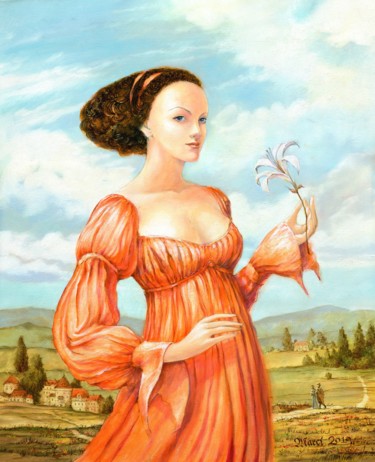Painting titled "Renaissance tune" by Nikolay Marci, Original Artwork, Oil