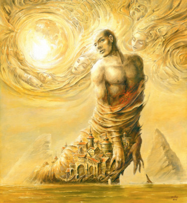 Pintura titulada "Island-man" por Nikolay Marci, Obra de arte original, Oleo