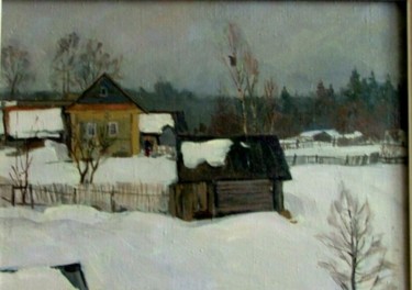 Painting titled "Зима в деревне" by Marina Petrova-Richnyak, Original Artwork
