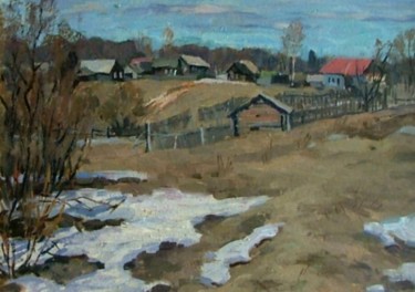 Painting titled "Последний снег" by Marina Petrova-Richnyak, Original Artwork