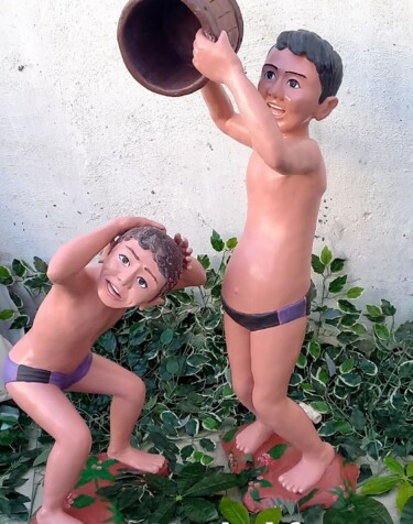 Sculpture intitulée "bathing boys" par Artmaster Gurban, Œuvre d'art originale, Béton