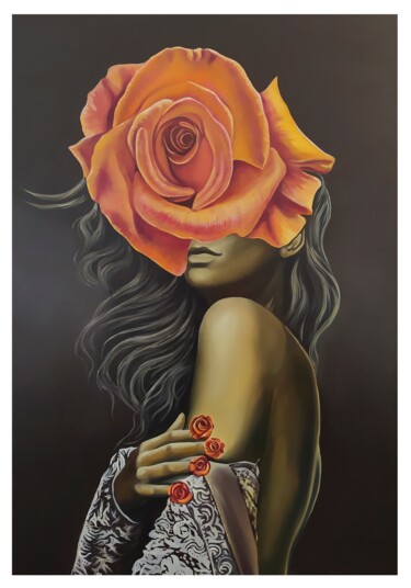 Peinture intitulée "rose" par Artmaster Gurban, Œuvre d'art originale, Huile