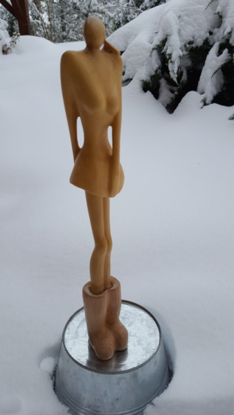 Sculpture intitulée "Trop courte" par Max Bernard, Œuvre d'art originale, Bois