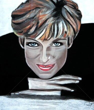 Картина под названием "S.A.S. Lady Diana" - Martine Jung, Подлинное произведение искусства, Пастель