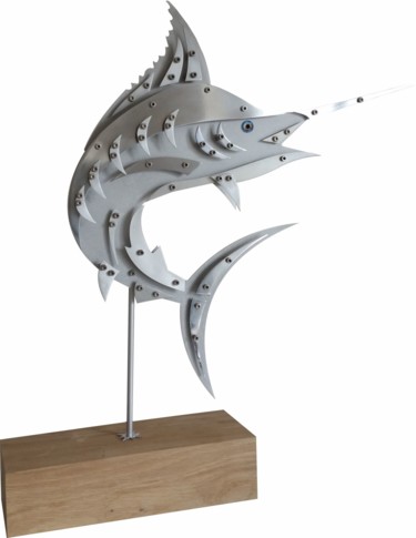 Skulptur mit dem Titel "Espadon sculpture" von Nathalie Robin (ArtMetal), Original-Kunstwerk, Aluminium Auf Aluminium montie…