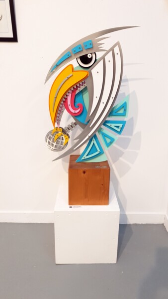 Skulptur mit dem Titel "Oiseau Maitre du Mo…" von Nathalie Robin (ArtMetal), Original-Kunstwerk, Aluminium