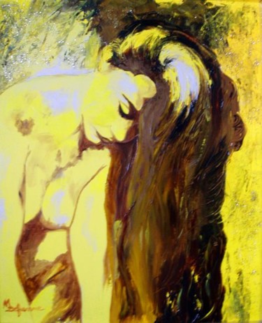 Peinture intitulée "En cascade" par Michèle Defrenne, Œuvre d'art originale, Huile