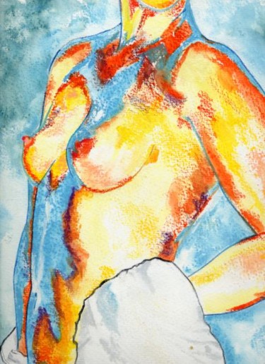 Malerei mit dem Titel "Sortie de bain" von Michèle Defrenne, Original-Kunstwerk, Öl