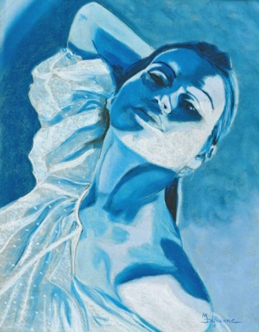 「Blue Minou」というタイトルの絵画 Michèle Defrenneによって, オリジナルのアートワーク, オイル