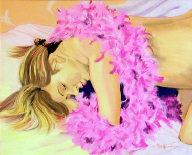 Painting titled "Fuschia" by Michèle Defrenne, Original Artwork, Oil