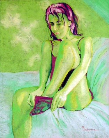 Peinture intitulée "Le bas" par Michèle Defrenne, Œuvre d'art originale, Huile