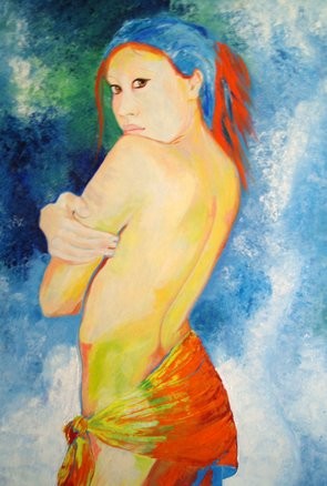 Painting titled "Julie" by Michèle Defrenne, Original Artwork, Oil