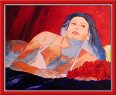 Malerei mit dem Titel "Céline R" von Michèle Defrenne, Original-Kunstwerk, Öl