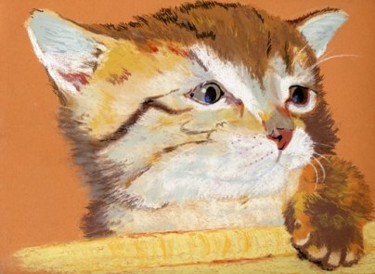 Painting titled "Chaton" by Michèle Defrenne, Original Artwork, Oil