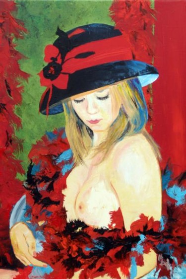 Painting titled "Elodie R" by Michèle Defrenne, Original Artwork, Oil