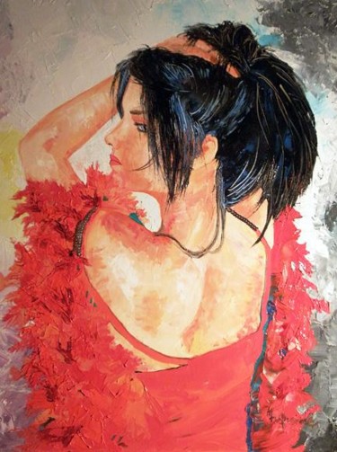 Painting titled "Jenni" by Michèle Defrenne, Original Artwork, Oil