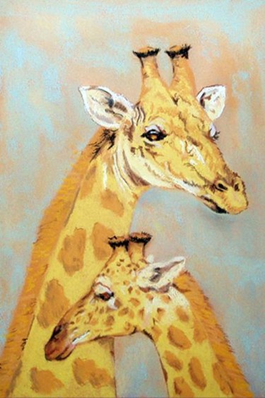 Painting titled "Giraffe" by Michèle Defrenne, Original Artwork, Oil