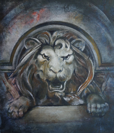 Pittura intitolato "Mascaron de leon" da Tatiana Ilina, Opera d'arte originale, Acrilico