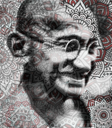 Arte digital titulada "Gandhi" por Art Moé, Obra de arte original, Collages digitales