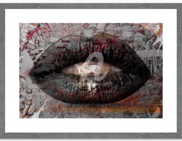 Digitale Kunst mit dem Titel "Lips vol 2" von Art Moé, Original-Kunstwerk, 2D digitale Arbeit Auf Metall montiert
