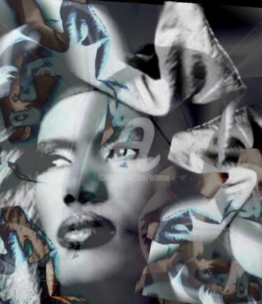 Digital Arts titled "Grace" by Art Moé, Original Artwork, Digital Collage Mounted on Metal