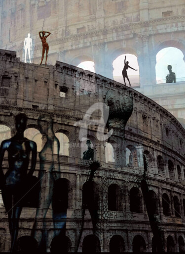 Digitale Kunst mit dem Titel "Colosseo Roma" von Art Moé, Original-Kunstwerk, 2D digitale Arbeit Auf Aluminium montiert