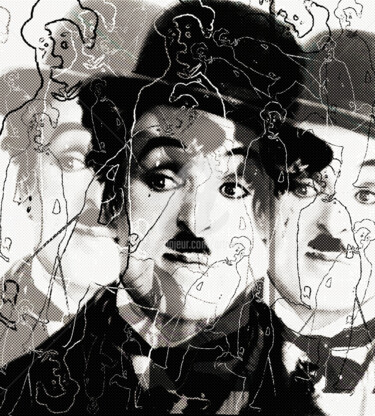 Digitale Kunst mit dem Titel "Charlie Chaplin" von Art Moé, Original-Kunstwerk, 2D digitale Arbeit