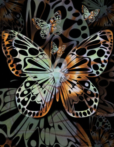 Digitale Kunst mit dem Titel "Papillon" von Art Moé, Original-Kunstwerk, Fotomontage