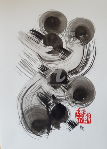 Malerei mit dem Titel "Sumi e Contemporary…" von Art Moé, Original-Kunstwerk, Tinte