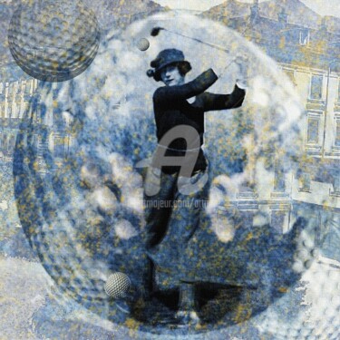 Digital Arts titled "Nostalgie Lady Golf" by Art Moé, Original Artwork, Photo Montage