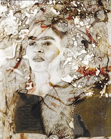 Digital Arts titled "Hommage Frida "cour…" by Art Moé, Original Artwork, Digital Painting