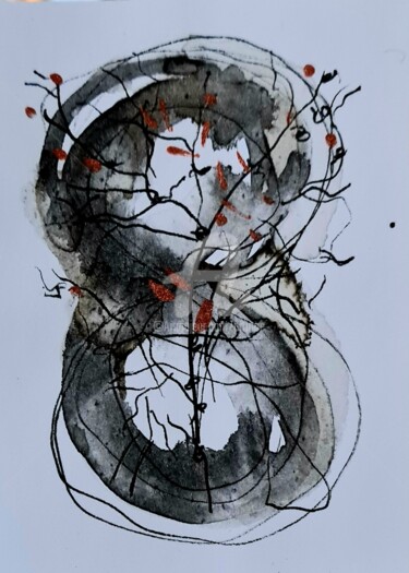 Peinture intitulée "2023_Abstract minia…" par Art Moé, Œuvre d'art originale, Encre