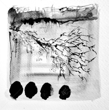 Картина под названием "2023 Japan Tree 2" - Art Moé, Подлинное произведение искусства, Чернила