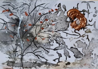 Картина под названием "2023 Japan Tree 3" - Art Moé, Подлинное произведение искусства, Акварель
