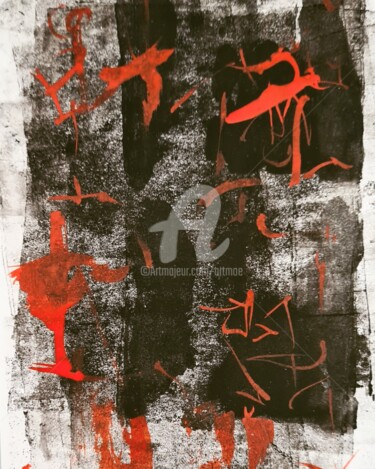 Malerei mit dem Titel "2024_sumi_abstract 4" von Art Moé, Original-Kunstwerk, Monotypie