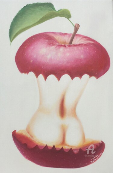 Peinture intitulée "Le fruit défendu n°…" par Artmonica, Œuvre d'art originale, Huile Monté sur Châssis en bois