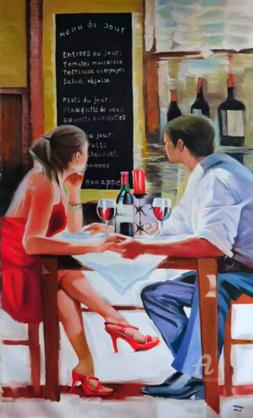 Painting titled "Première rendez-vous" by Artmonica, Original Artwork, Oil