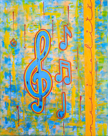 Painting titled "MUSICALITE" by Artmonyk, Original Artwork, Acrylic Mounted on Wood Stretcher frame