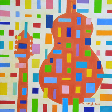 Painting titled "SOLO DE GUITARE EN…" by Artmonyk, Original Artwork, Acrylic Mounted on Wood Stretcher frame