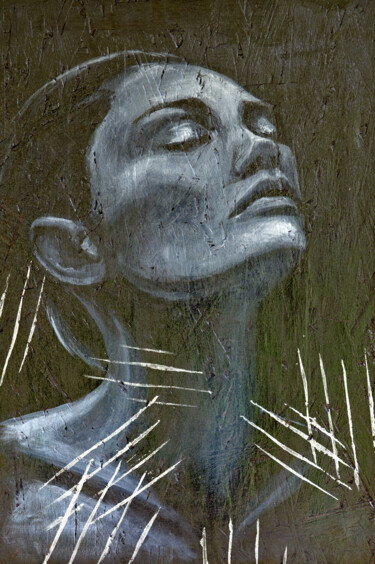 Peinture intitulée "Silver scars" par Artmoods Tp, Œuvre d'art originale, Acrylique Monté sur Panneau de bois